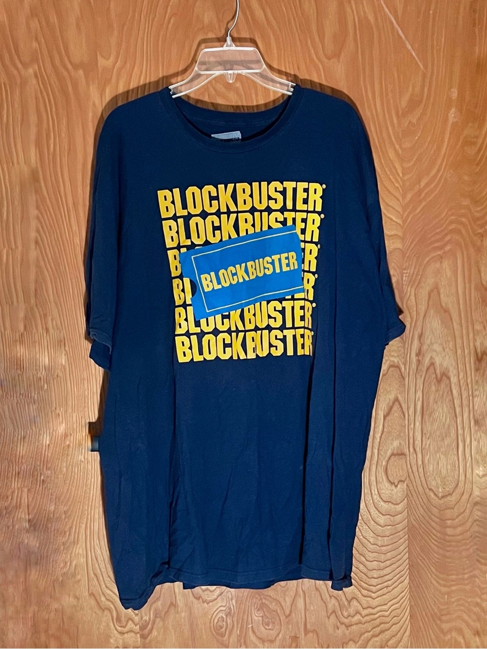 Blockbuster Video graphic T-shirt, navy and yellow, 3XL